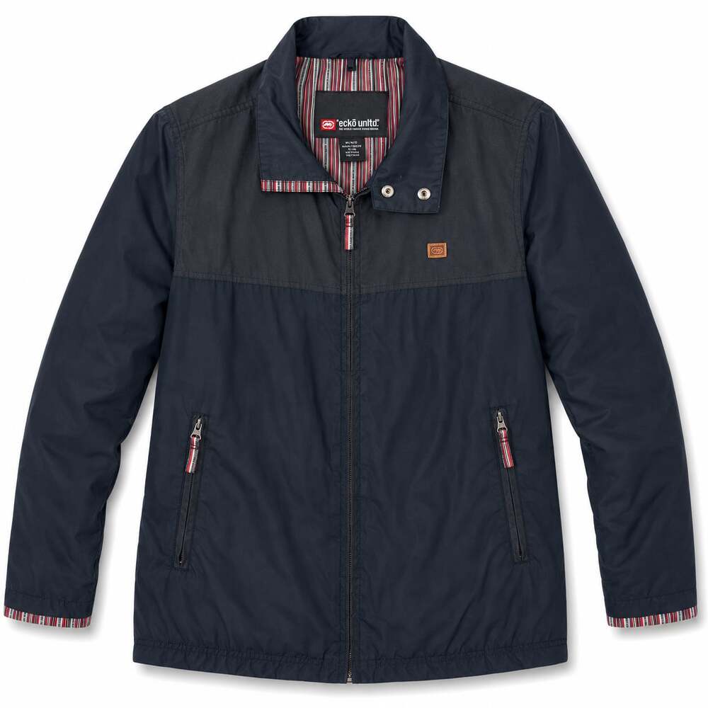 Ecko Unltd. Men's Full Zip Casual Harrington Jacket with Striped Lining